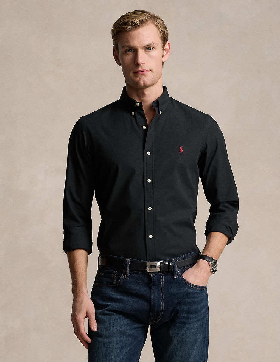 Camisa casual Polo Rl de algodón manga larga para hombre