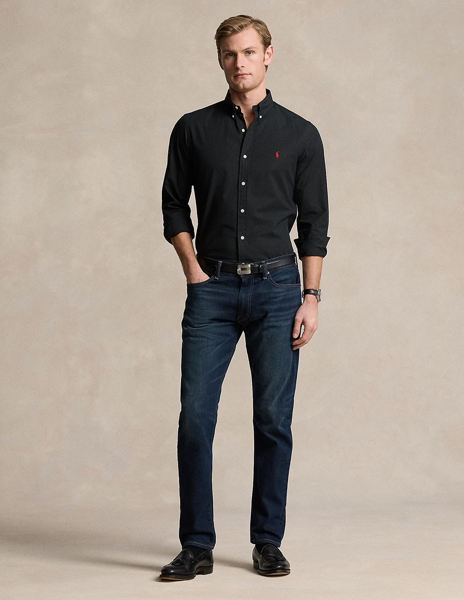 Camisa casual Polo Rl de algodón manga larga para hombre 4