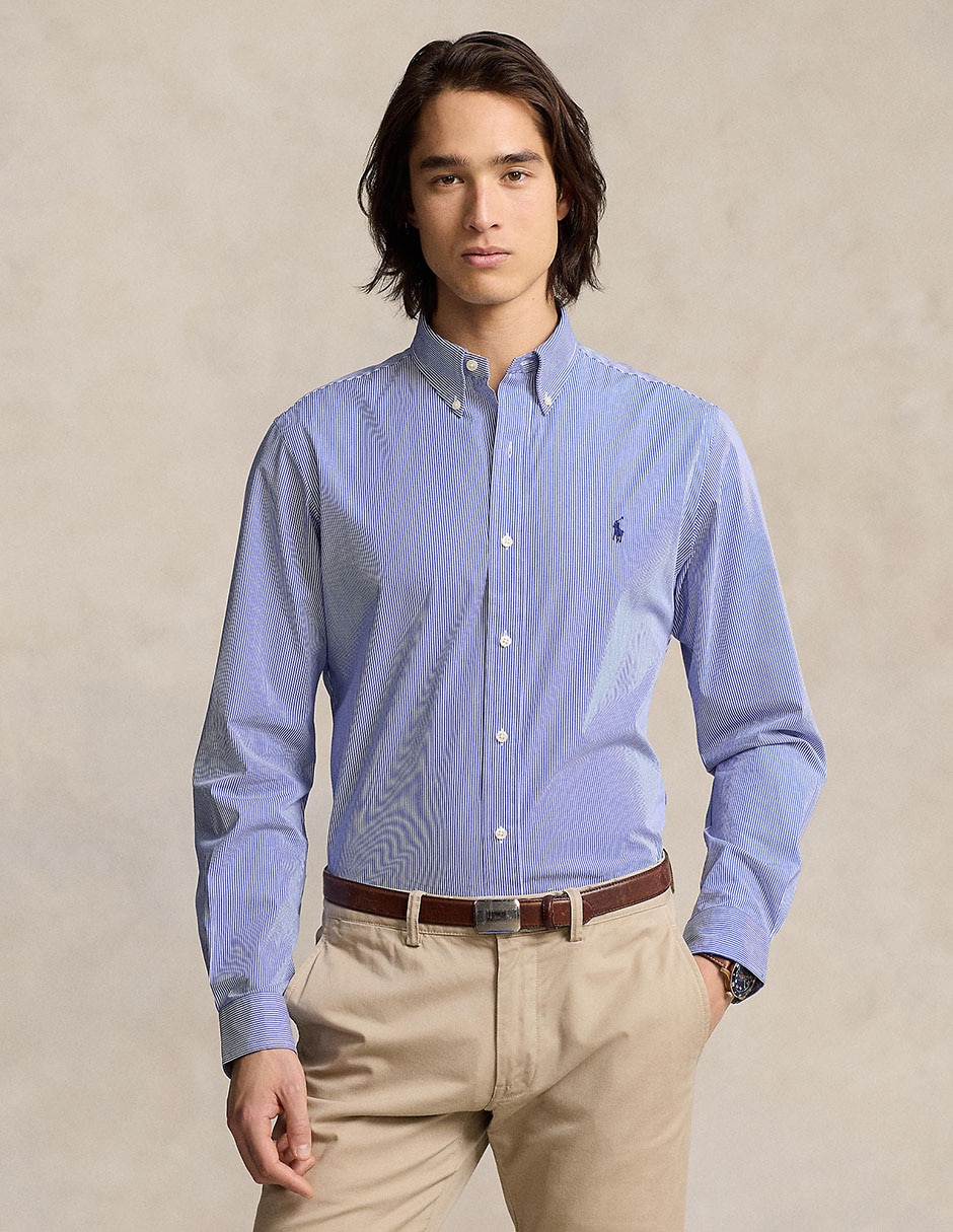 Camisa casual Polo Rl de algodón manga larga para hombre Camisa casual Polo Rl de algodón manga larga para hombre