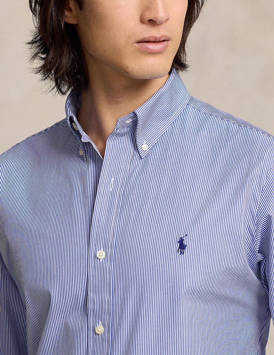 Camisa casual Polo Rl de algodón manga larga para hombre 3