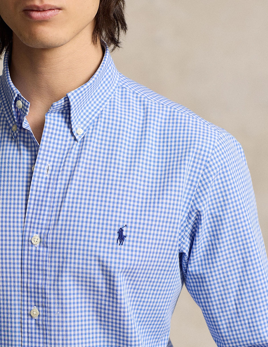 Camisa casual Polo Rl de algodón manga larga para hombre 3