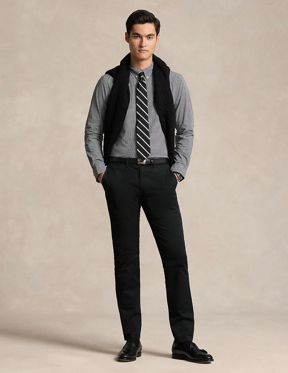 Camisa casual Polo Rl de algodón manga larga para hombre 4