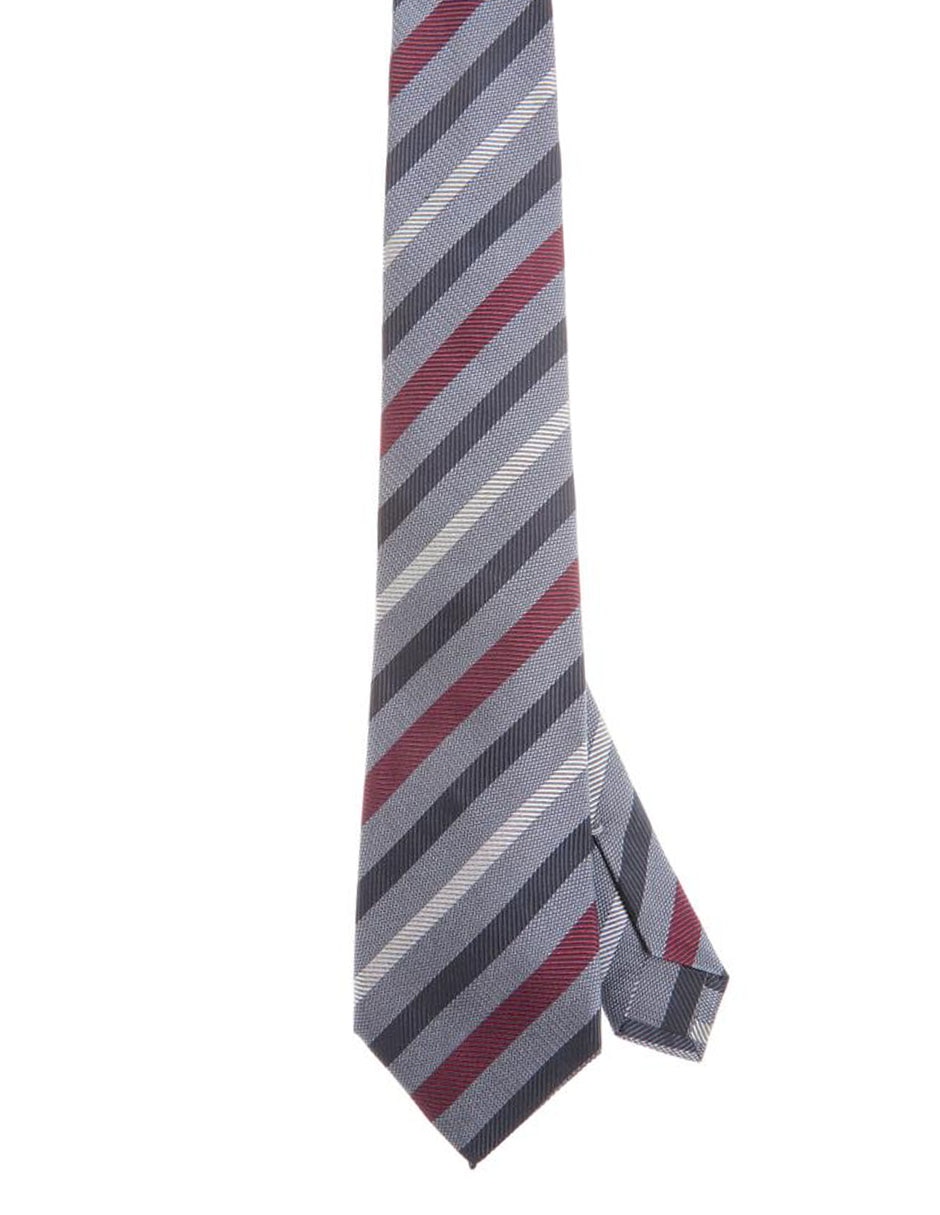 Corbata regular de seda estampado a rayas para hombre