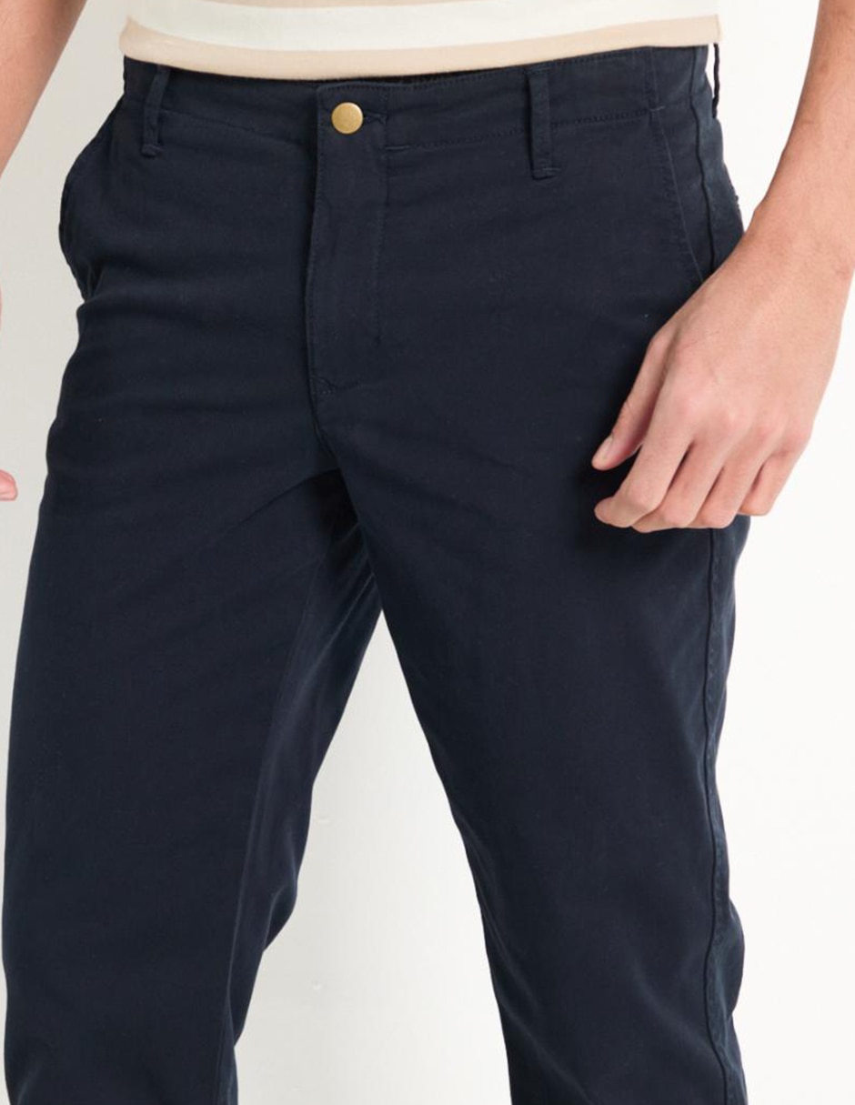 Pantalón casual chino regular de algodón para hombre 4