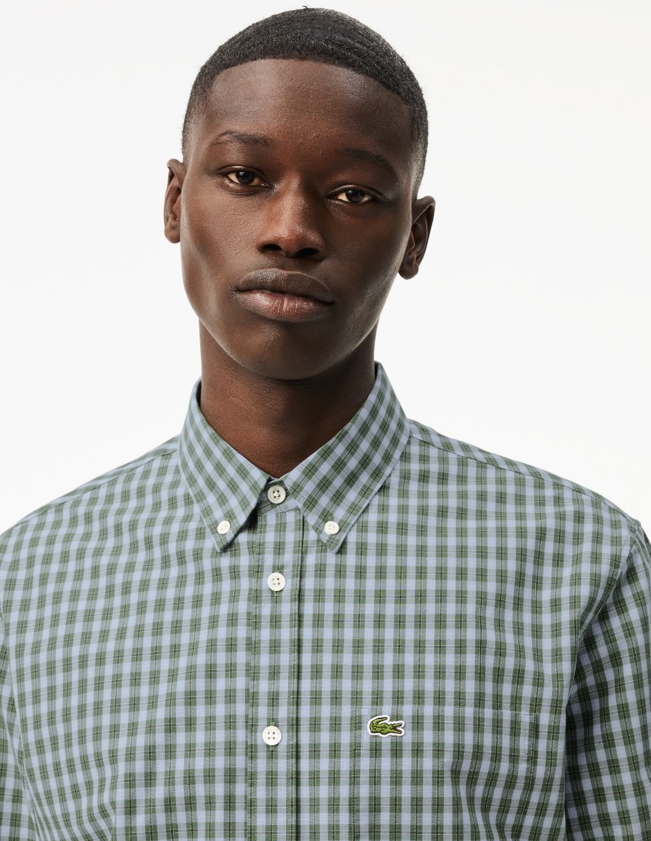 Camisa casual Lacoste de algodón manga larga para hombre