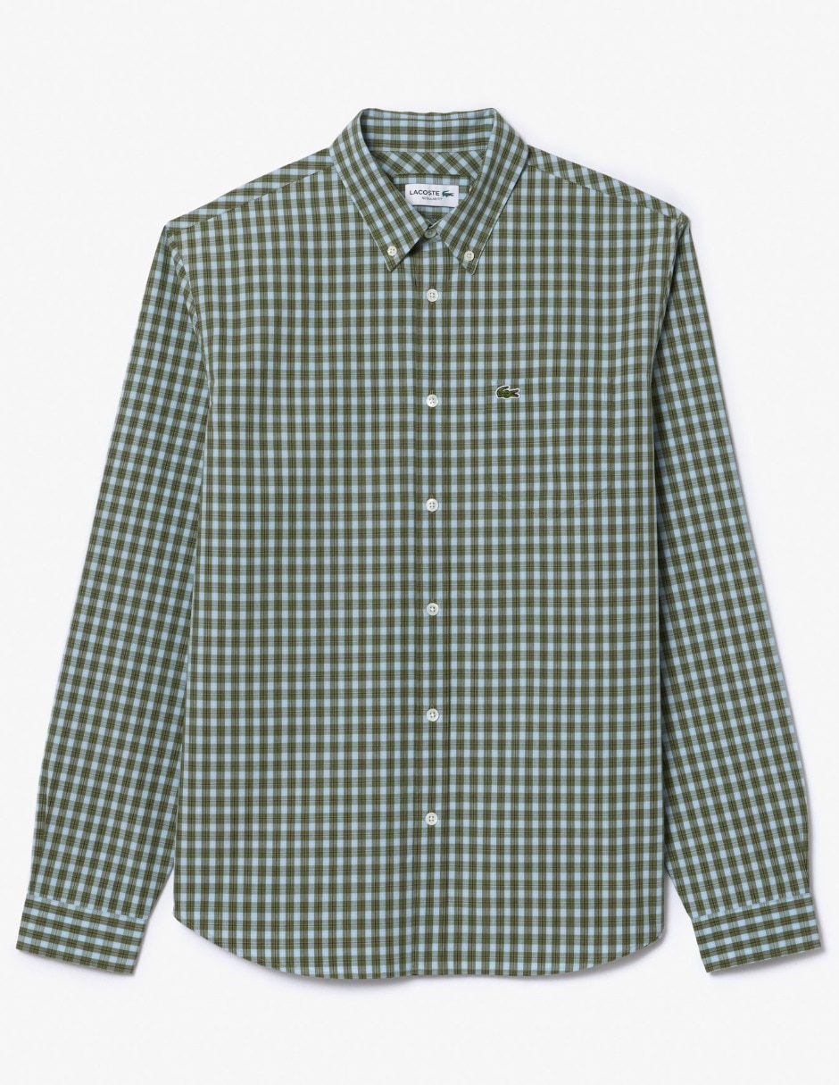Camisa casual Lacoste de algodón manga larga para hombre
