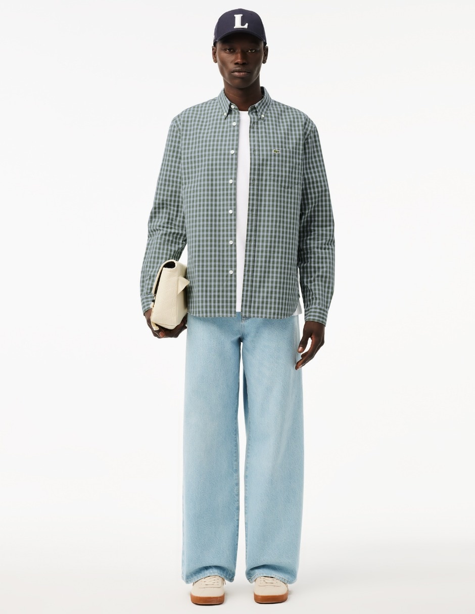 Camisa casual Lacoste de algodón manga larga para hombre
