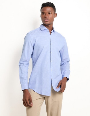 Camisa casual de algodón manga larga para hombre Camisa casual de algodón manga larga para hombre
