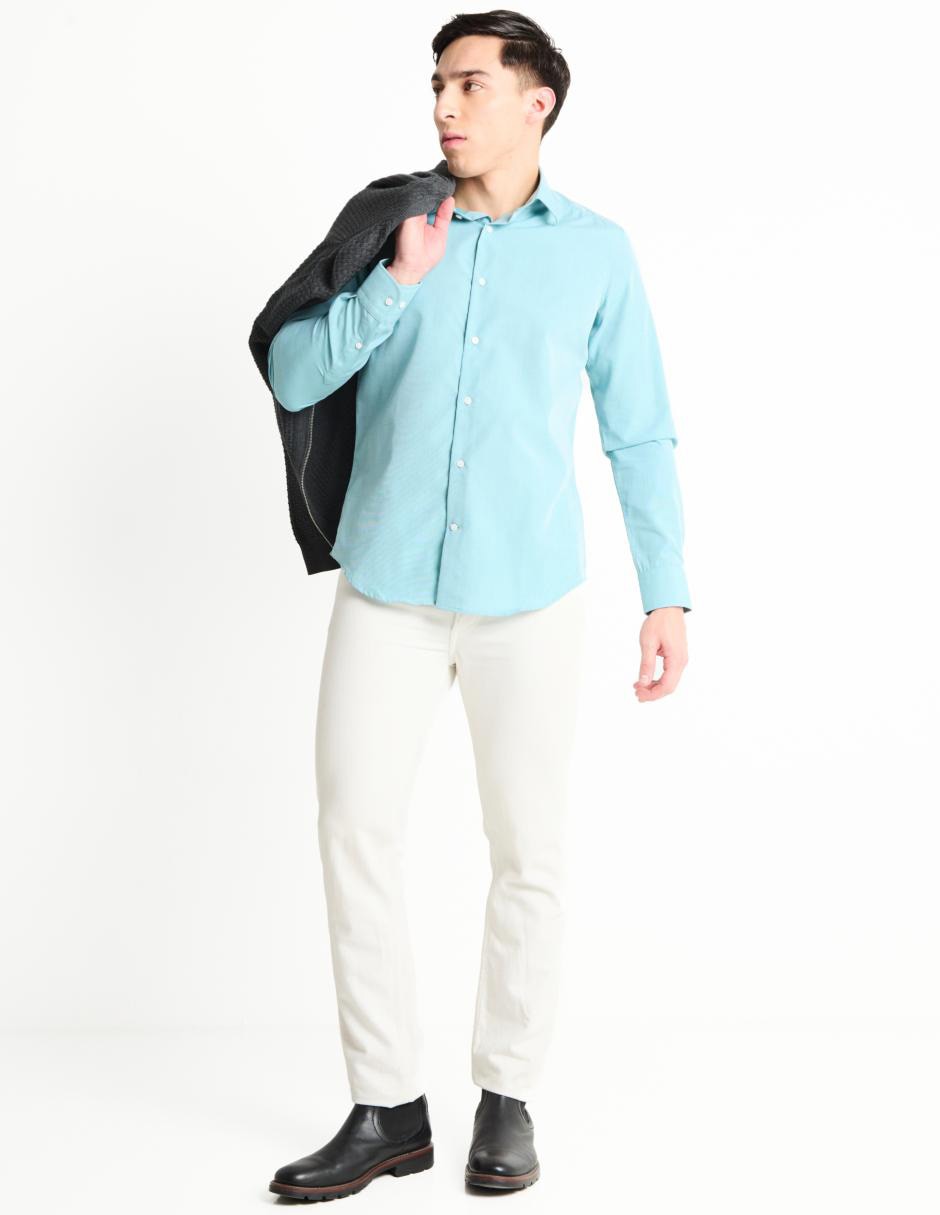 Camisa de vestir de algodón manga larga para hombre