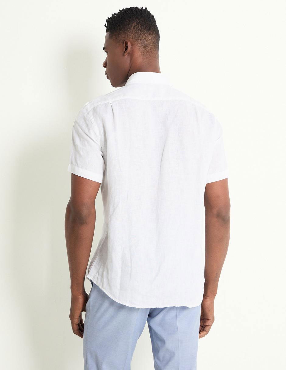Camisa casual de lino manga corta para hombre