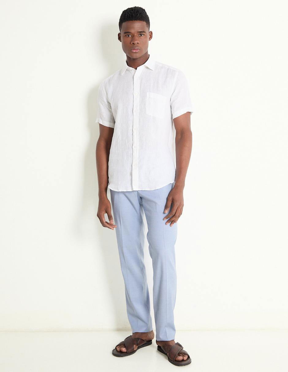 Camisa casual de lino manga corta para hombre