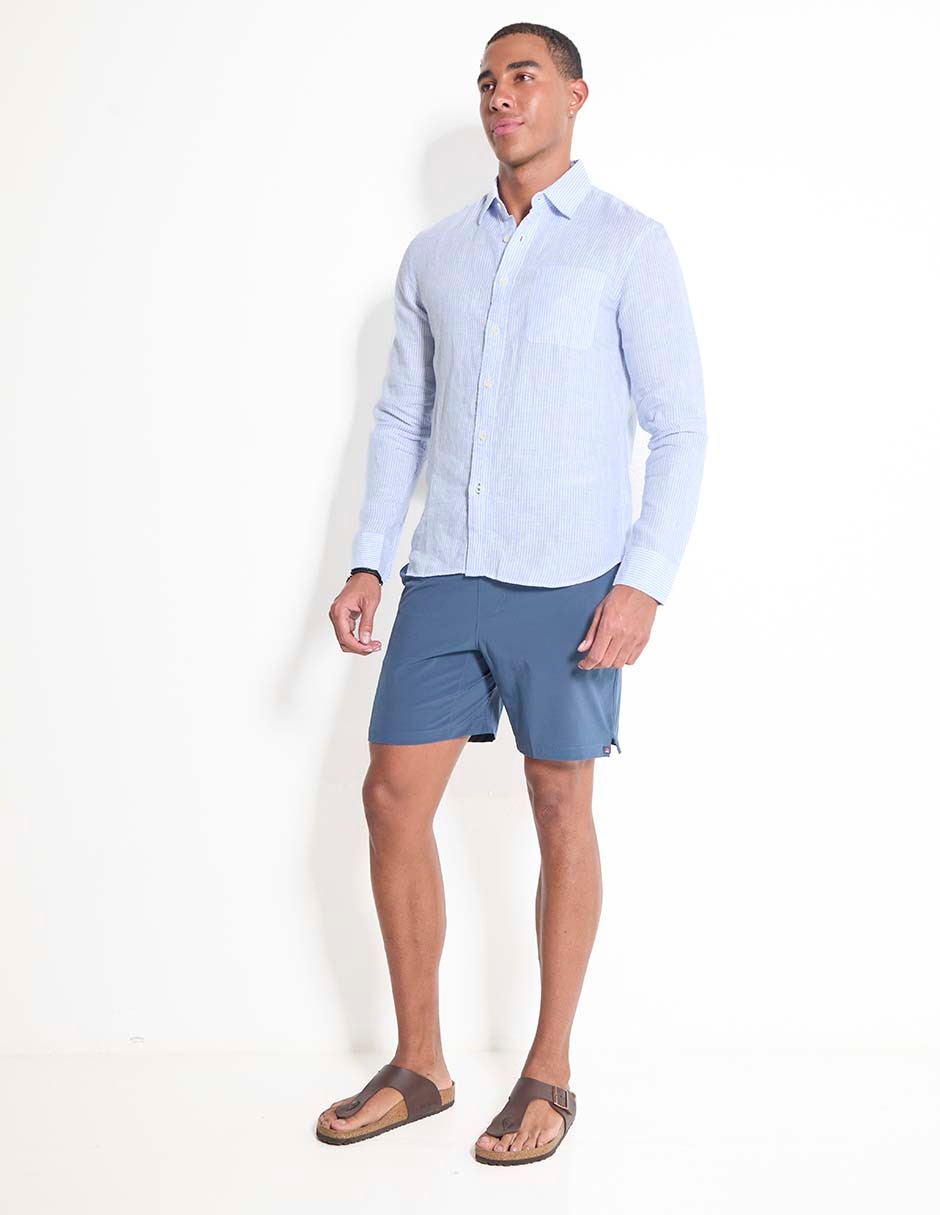 Camisa casual Faherty de algodón manga larga para hombre