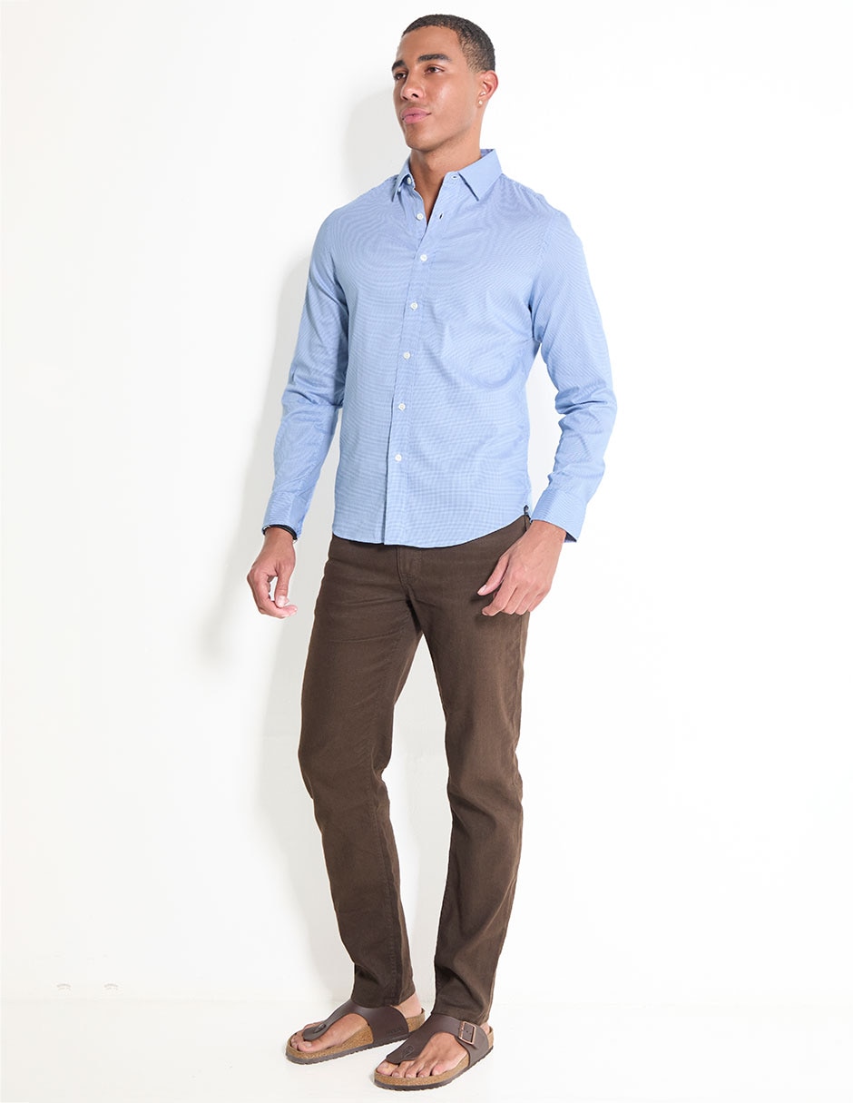 Camisa casual de algodón manga larga para hombre
