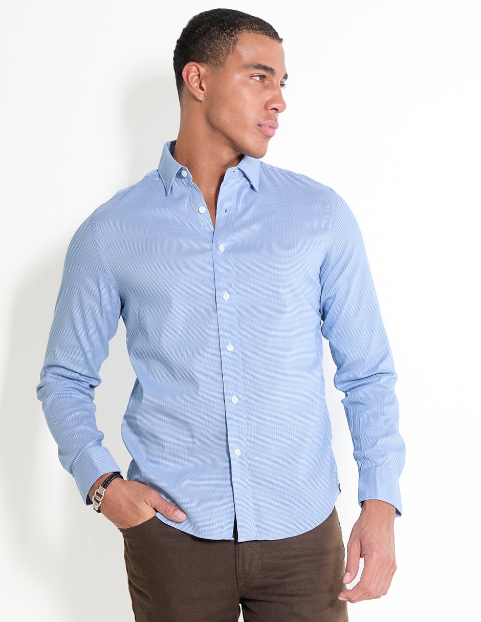 Camisa casual de algodón manga larga para hombre