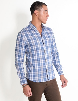 Camisa casual de algodón manga larga para hombre