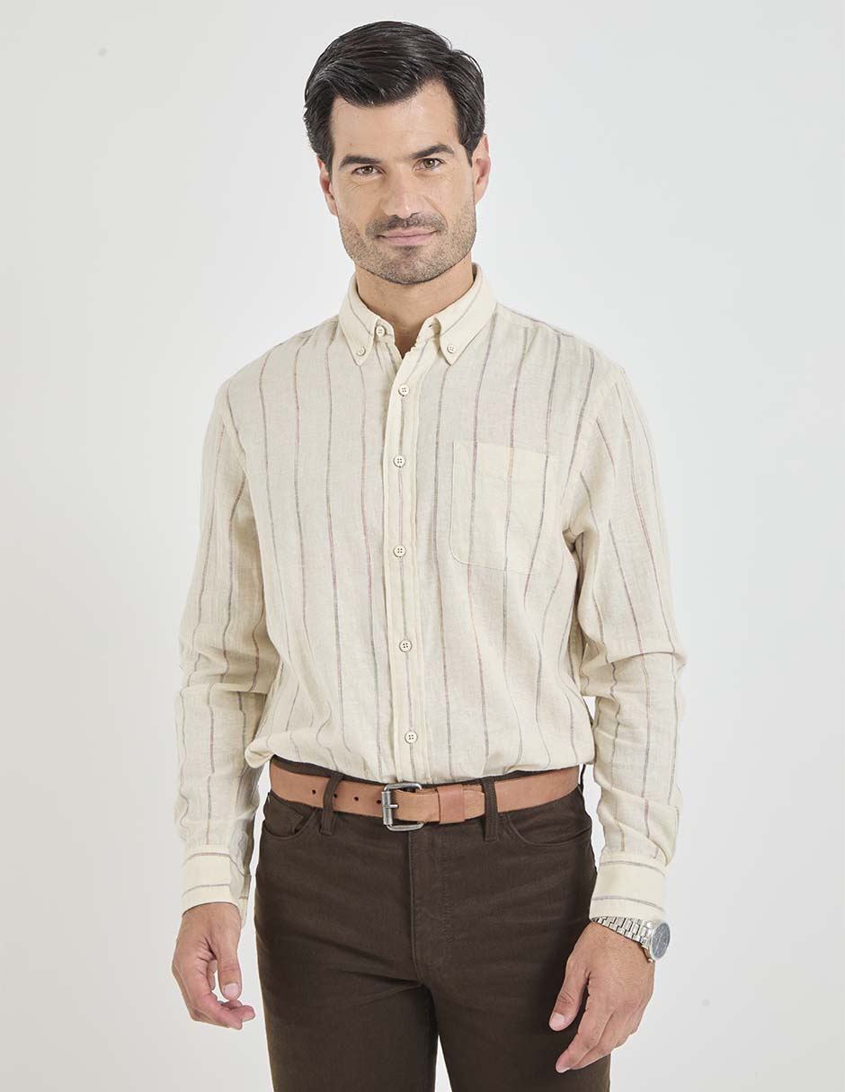 Camisa casual de algodón manga larga para hombre