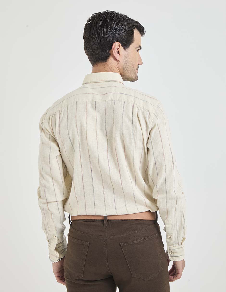 Camisa casual de algodón manga larga para hombre