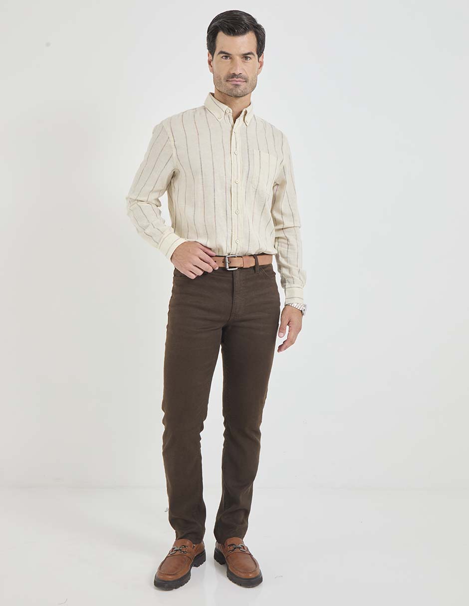 Camisa casual de algodón manga larga para hombre