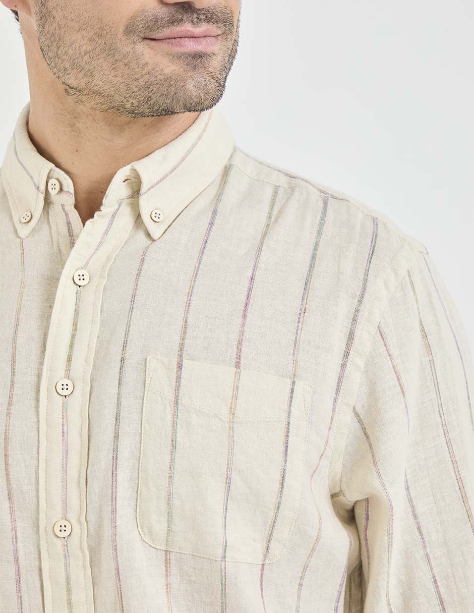 Camisa casual de algodón manga larga para hombre