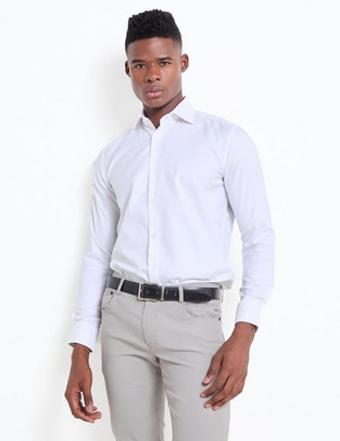Camisa de vestir de algodón manga larga para hombre