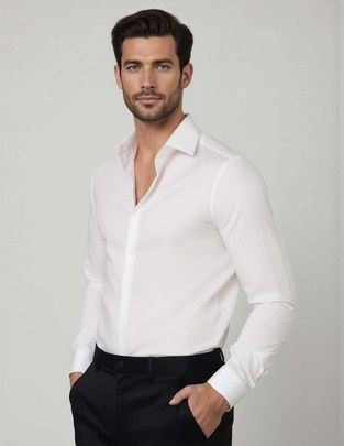 Camisa de vestir de algodón manga larga para hombre