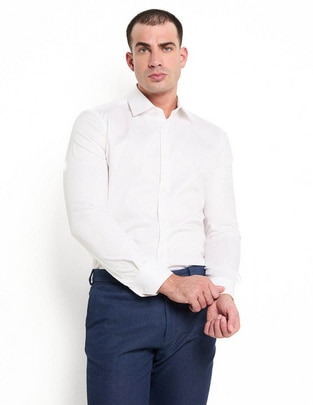Camisa de vestir de algodón manga larga para hombre Camisa de vestir de algodón manga larga para hombre