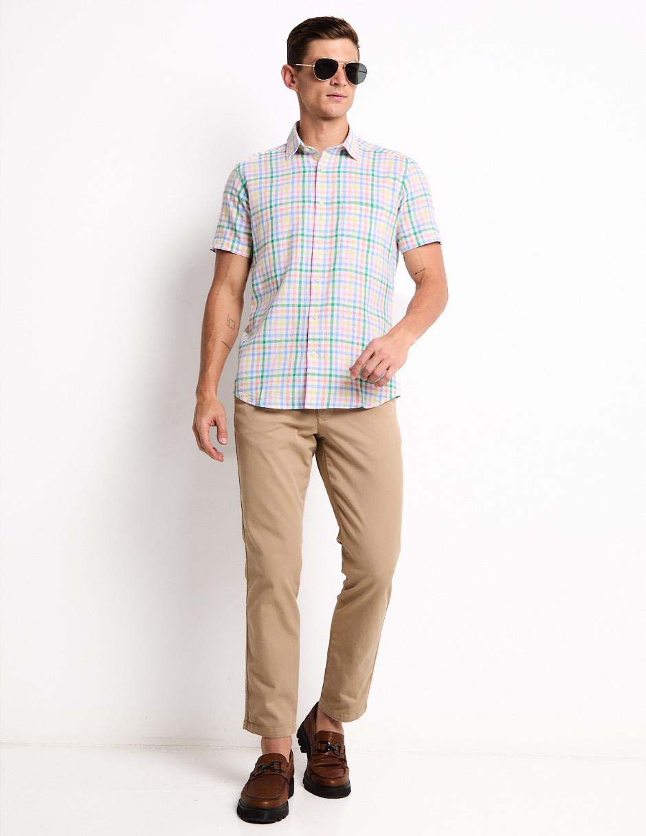 Pantalón casual chino regular de algodón para hombre 3