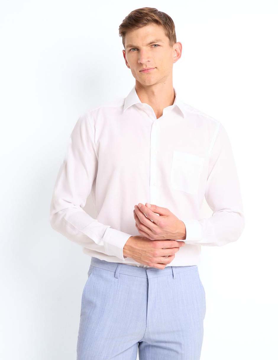 Camisa de vestir de algodón manga larga para hombre