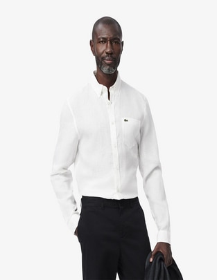 Camisa casual de lino manga larga para hombre