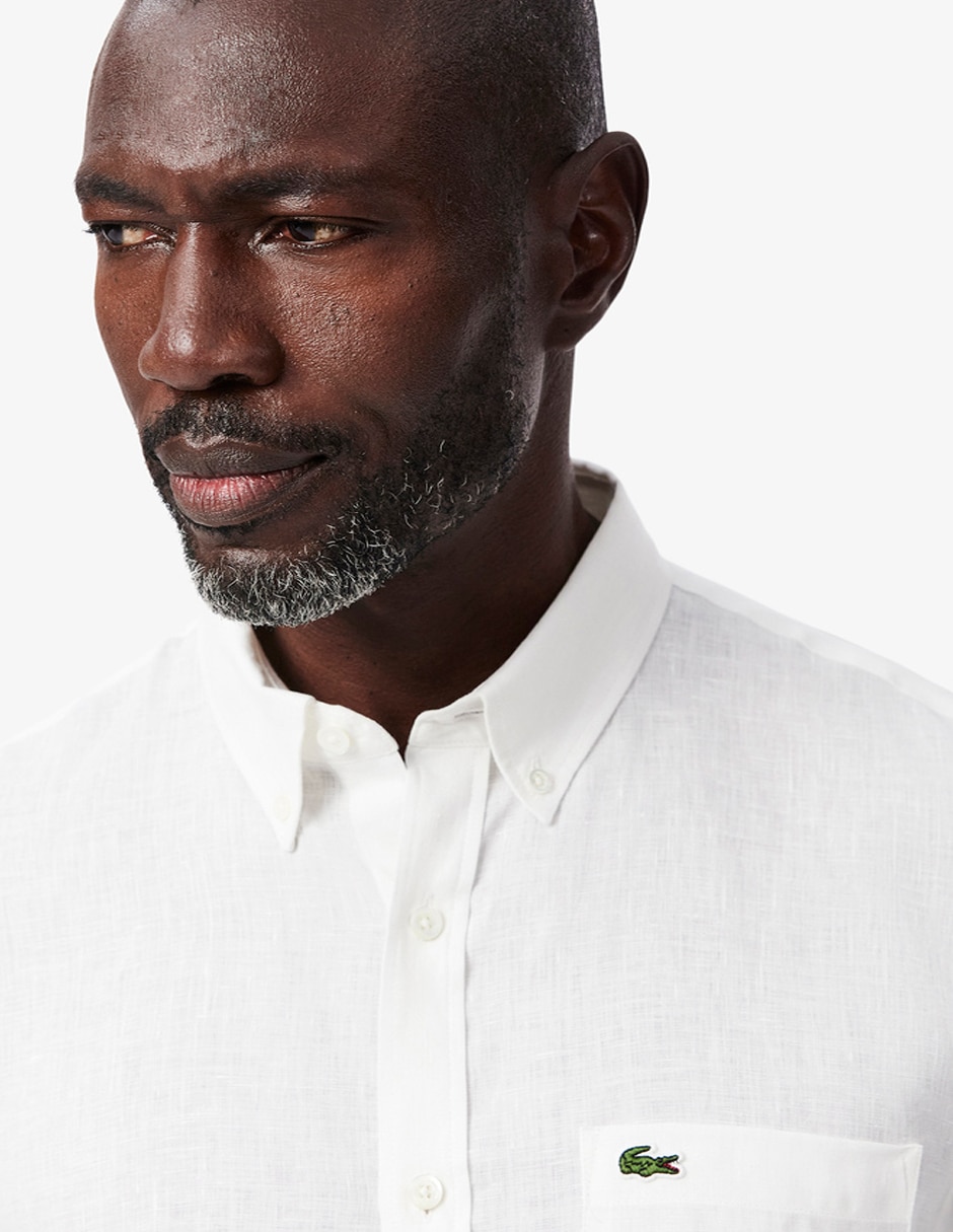 Camisa casual Lacoste de lino manga larga para hombre