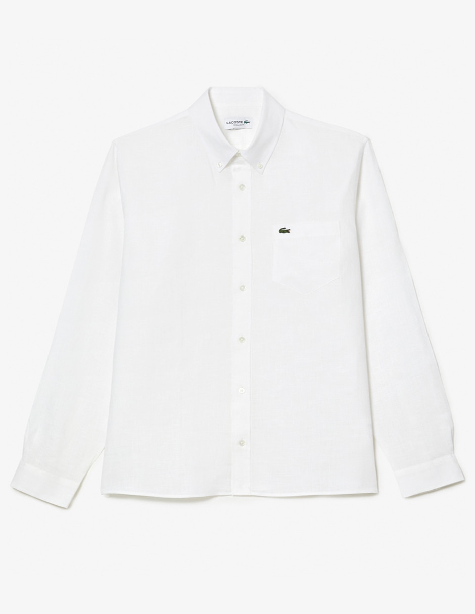 Camisa casual Lacoste de lino manga larga para hombre