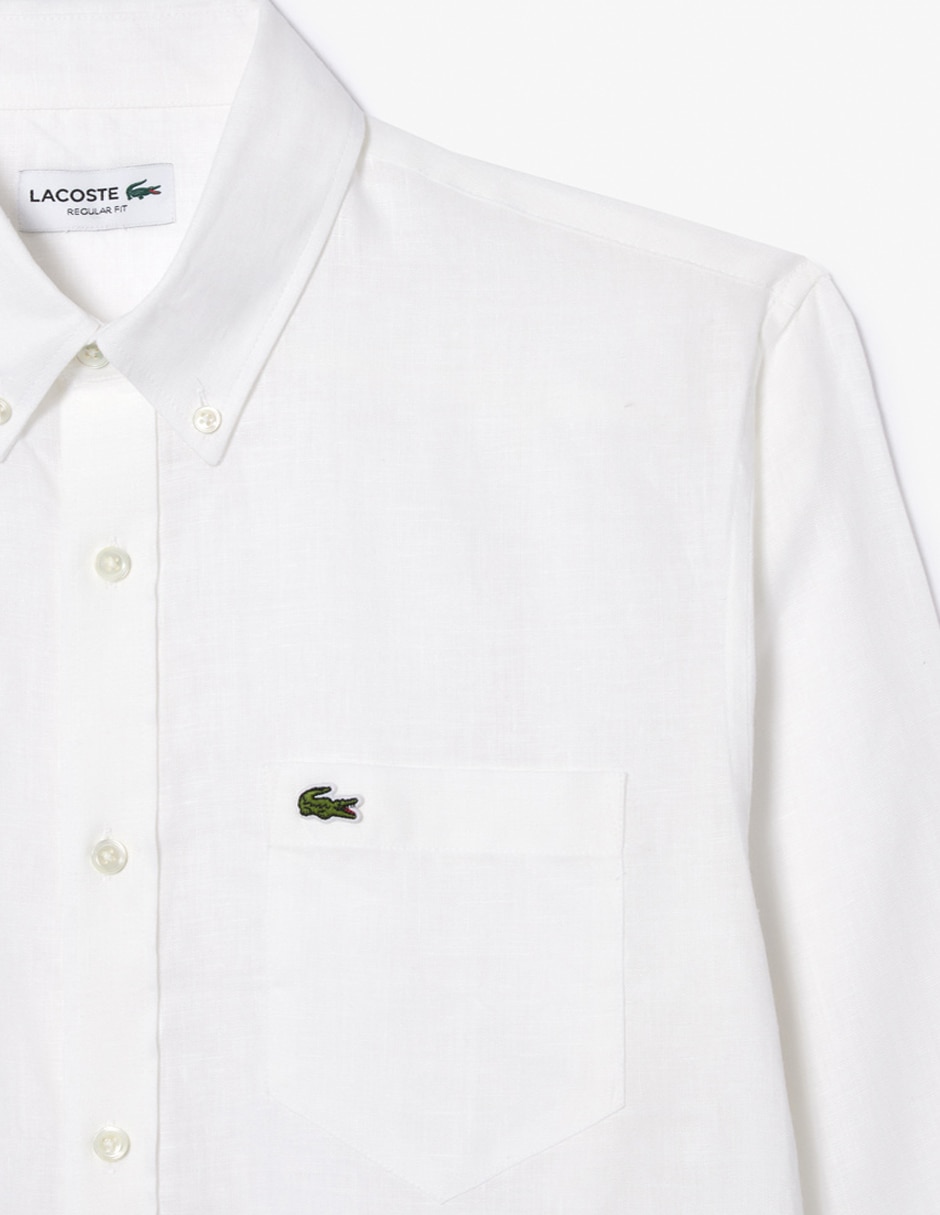 Camisa casual Lacoste de lino manga larga para hombre