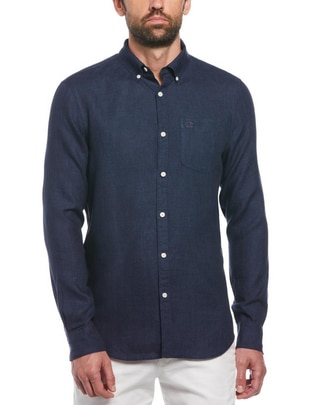 Camisa casual de lino manga larga para hombre