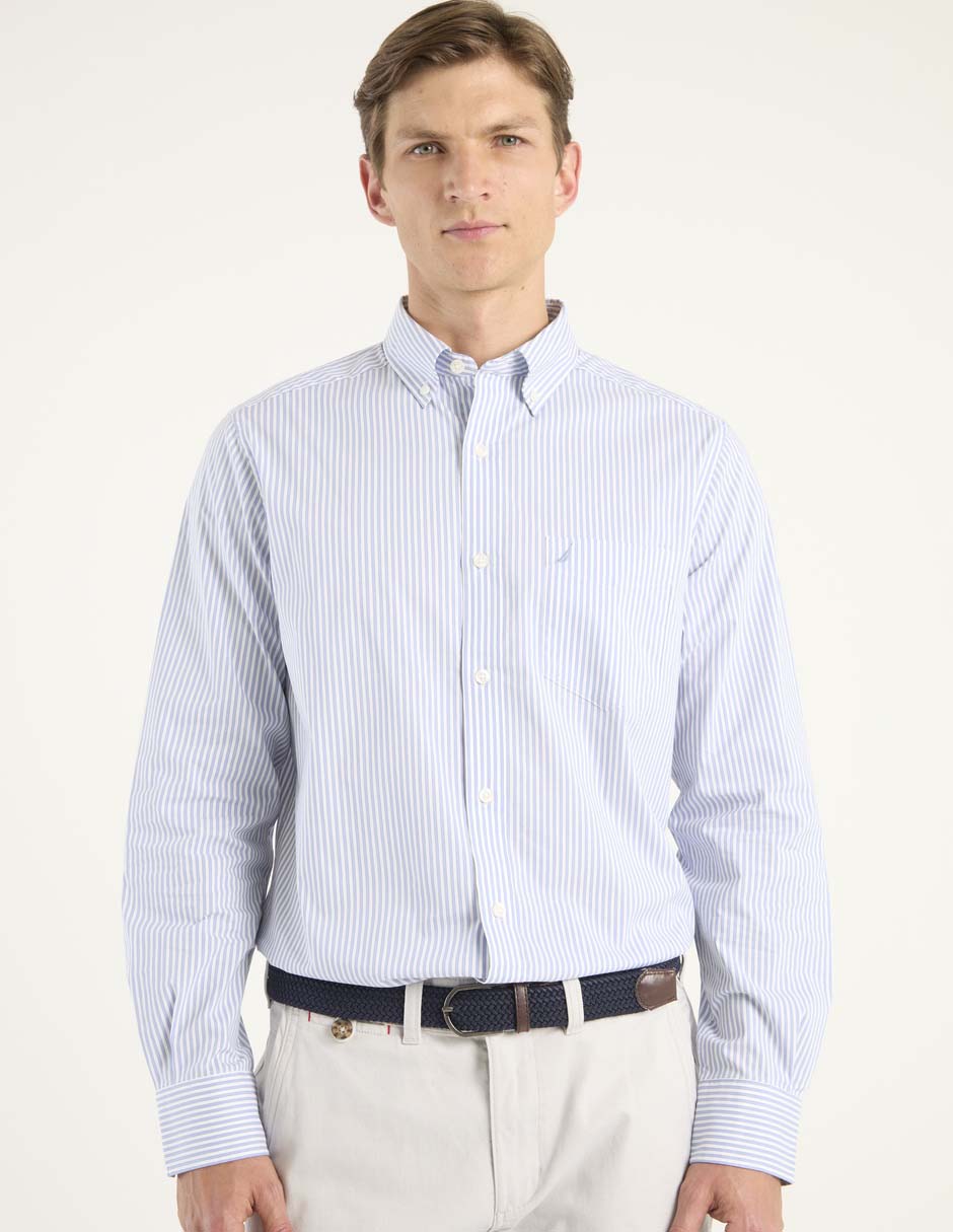 Camisa casual Nautica de algodón manga larga para hombre