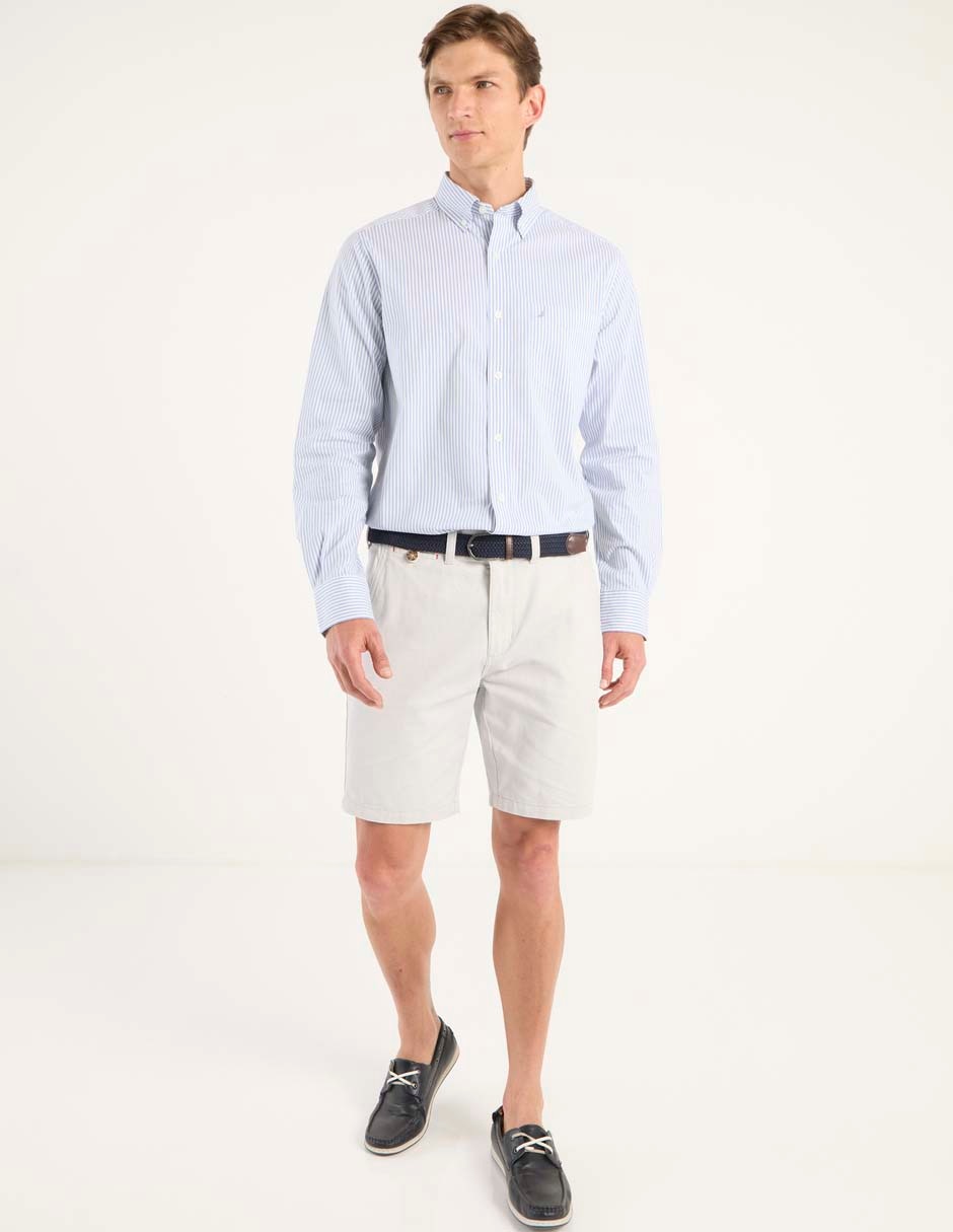 Camisa casual Nautica de algodón manga larga para hombre