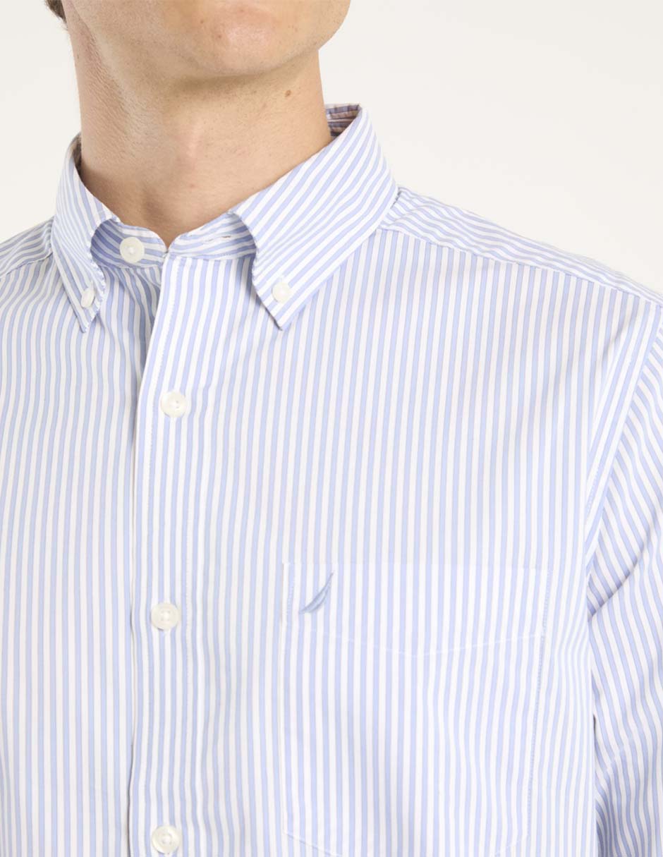 Camisa casual Nautica de algodón manga larga para hombre