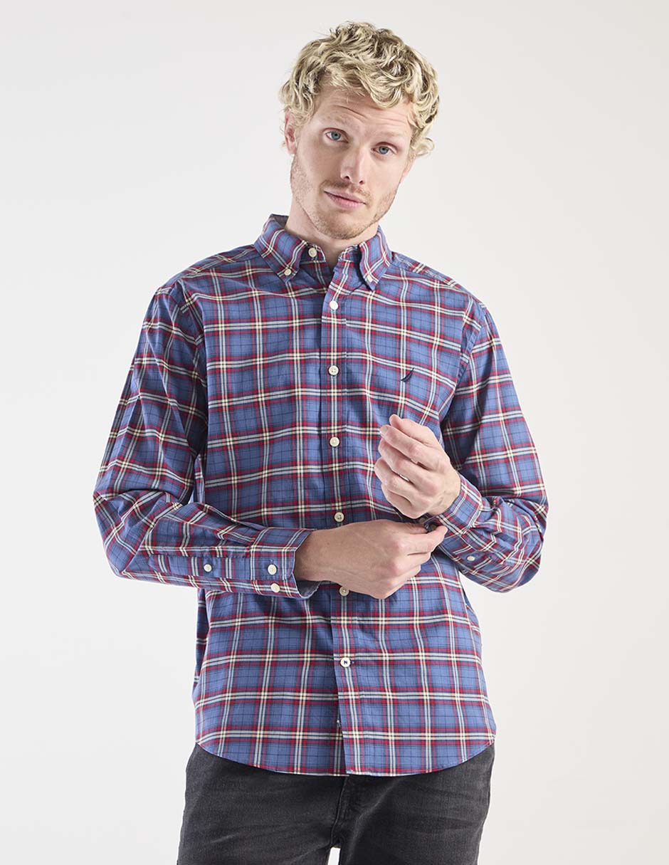 Camisa casual de algodón manga larga para hombre 1