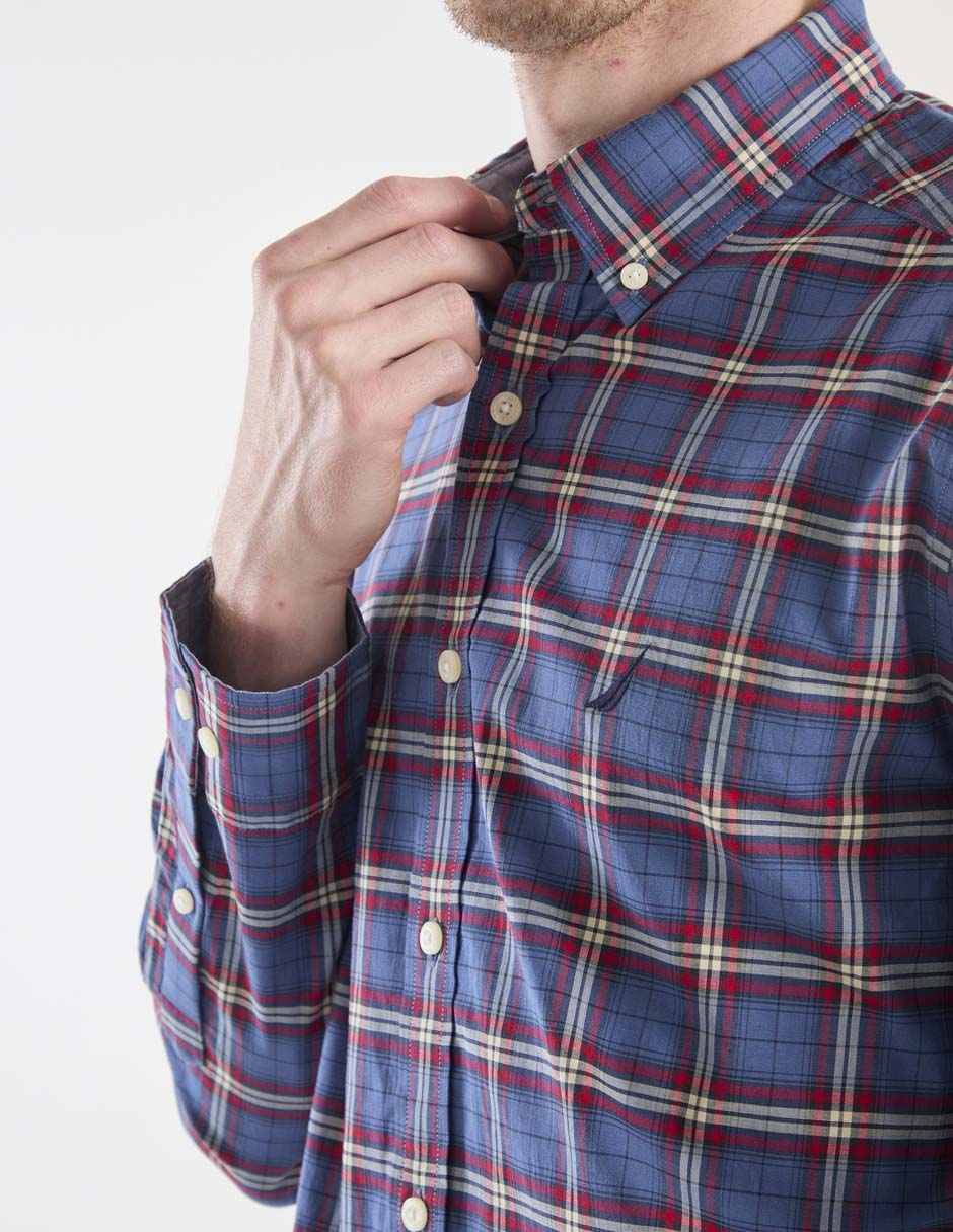 Camisa casual de algodón manga larga para hombre 7