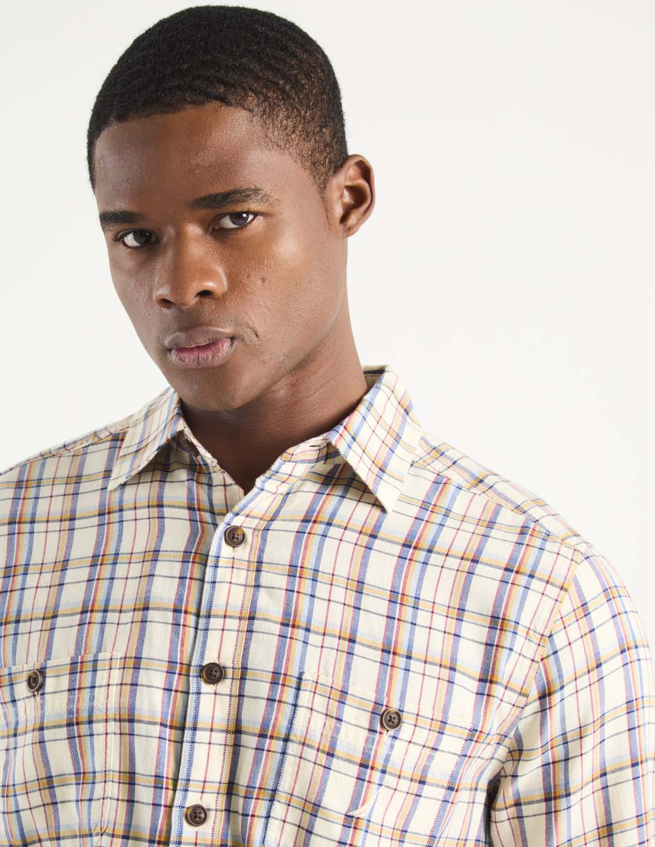 Camisa casual de algodón manga larga para hombre