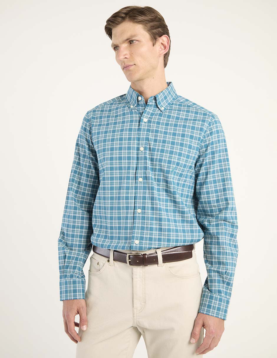 Camisa casual Nautica de algodón manga larga para hombre