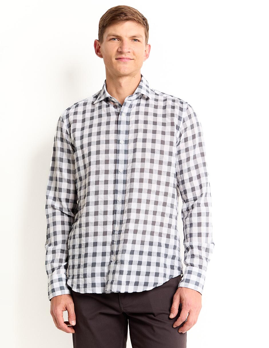 Camisa casual de algodón manga larga para hombre