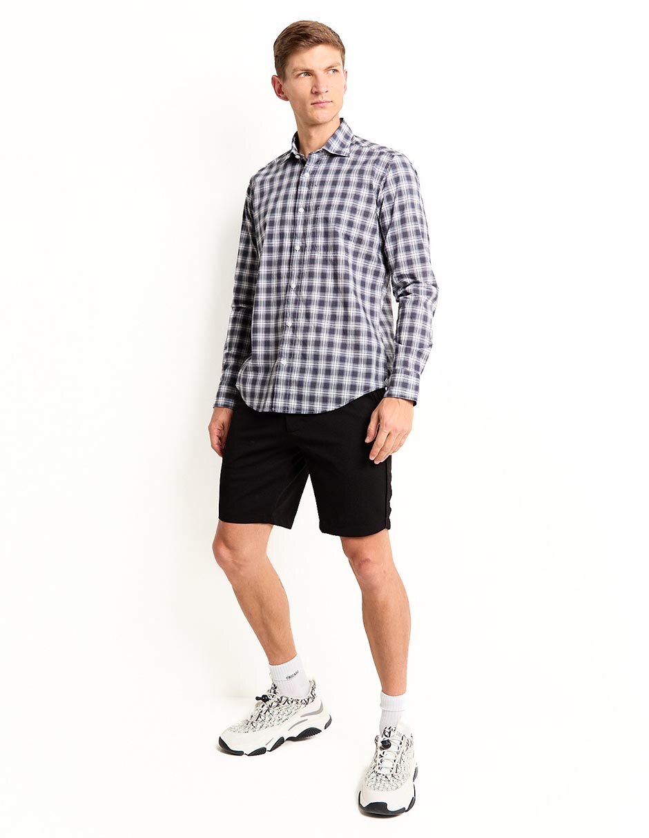 Camisa casual de algodón manga larga para hombre