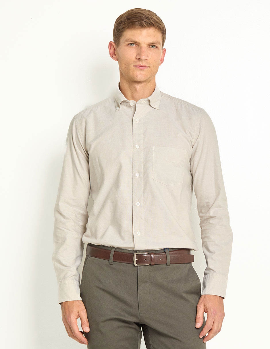 Camisa casual de algodón manga larga para hombre