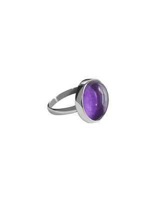 Anillo redondo P 925 de plata amatista brillante Anillo redondo P 925 de plata amatista brillante