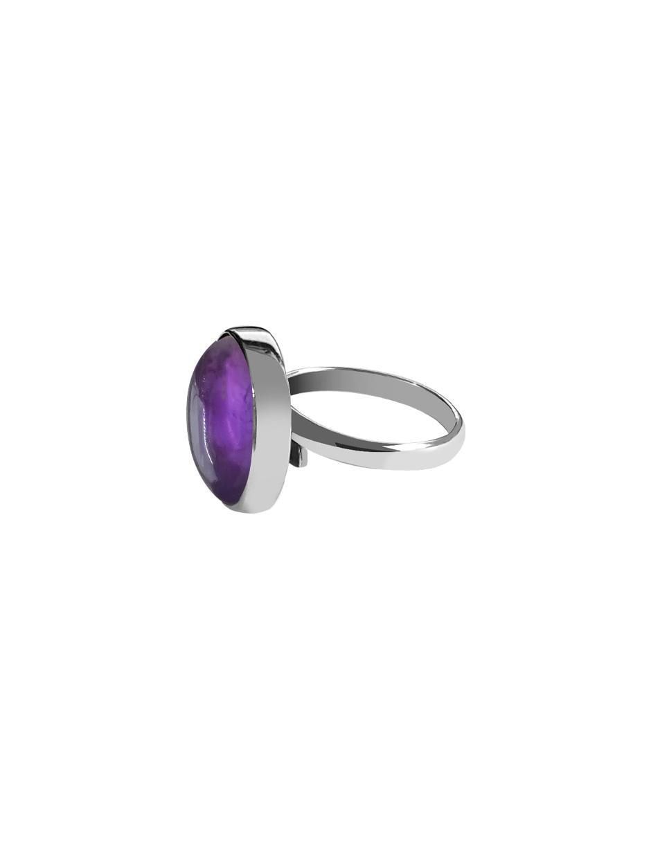 Anillo redondo P 925 de plata amatista brillante 3
