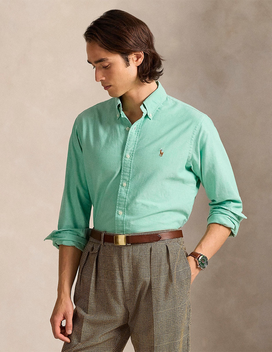 Camisa casual polo rl de algodón manga larga para hombre Camisa casual polo rl de algodón manga larga para hombre