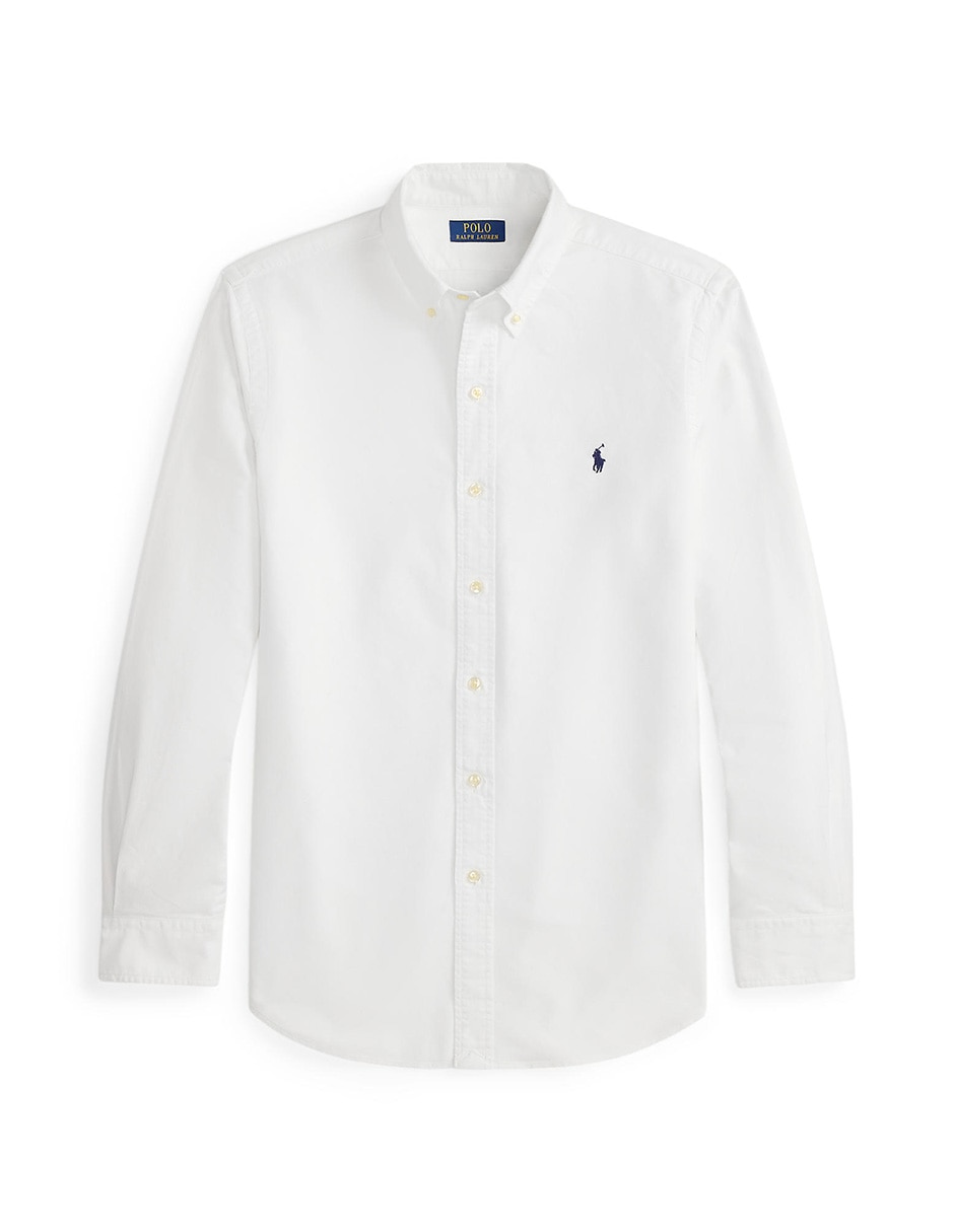 Camisa casual Polo Rl de algodón manga larga para hombre