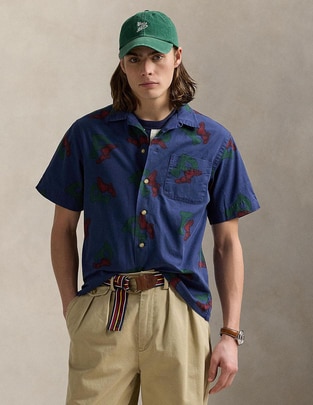 Camisa casual de algodón manga corta para hombre