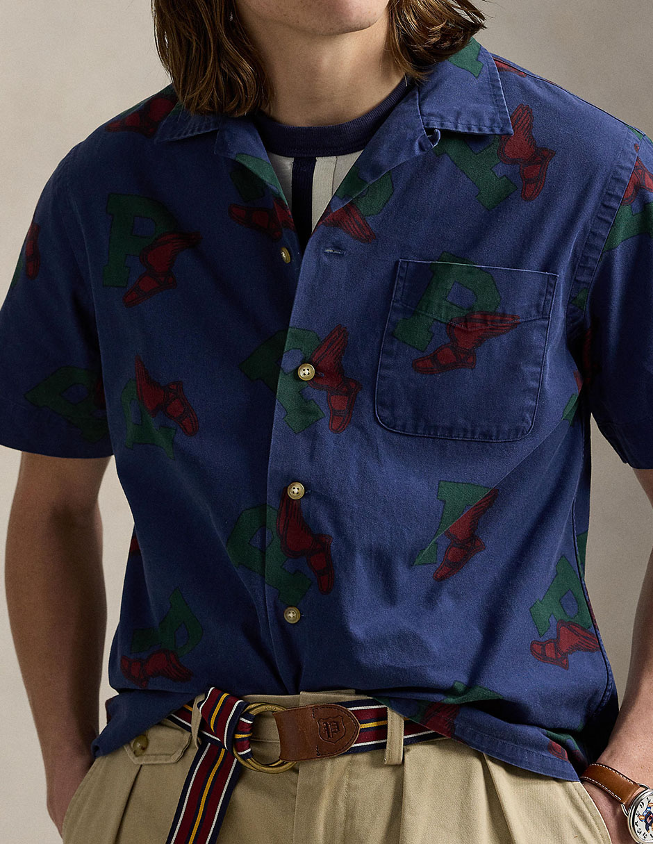 Camisa casual de algodón manga corta para hombre