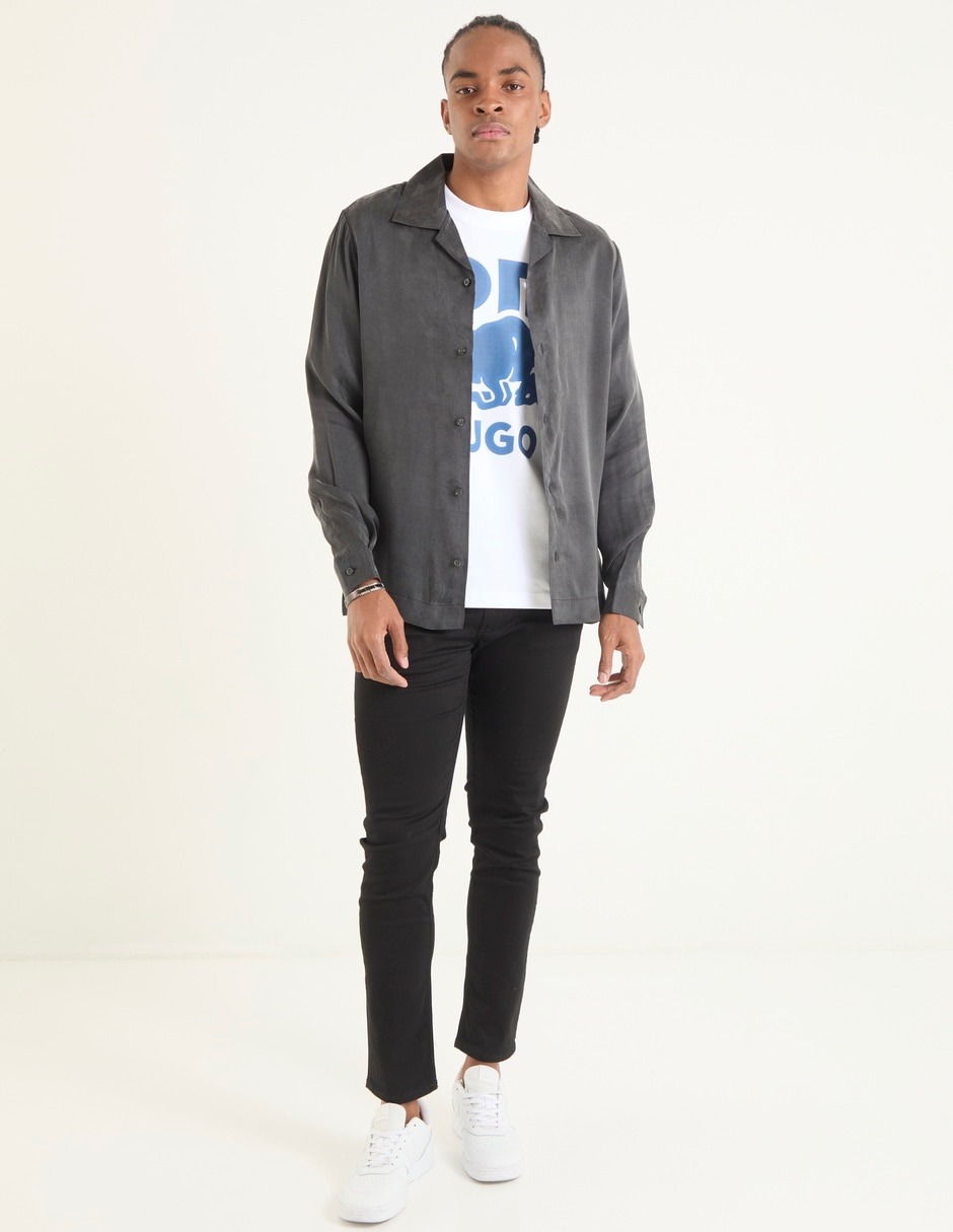 Camisa casual manga larga para hombre 6